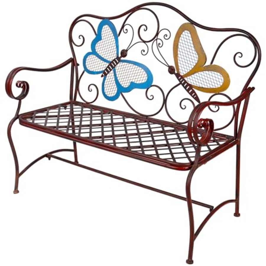 Garden Bench Metal - Outdoor 2-Person Butterfly Garden Bench 45
