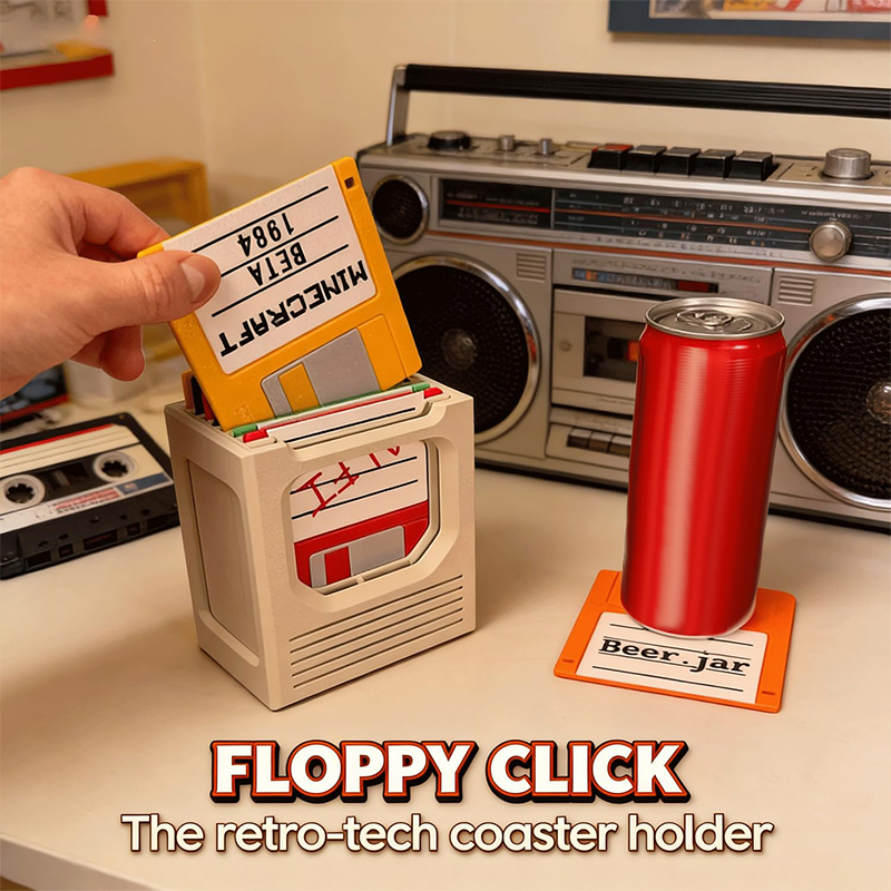 Outdoor Furniture Dining - 6pcs Retro Floppy Disk Shaped Coaster