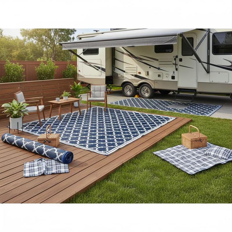 Outdoor Rug Waterproof - Reversible Outdoor Rug, 9' x 18'
