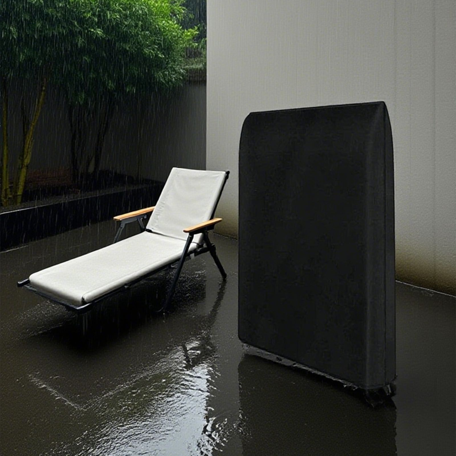 Outdoor Furniture Covers - Garden/Outdoor Folding Chair Cover, Black Waterproof