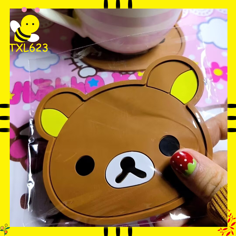 Outdoor Furniture Dining - Rilakkuma Silicone Cup Coaster Cute Heat