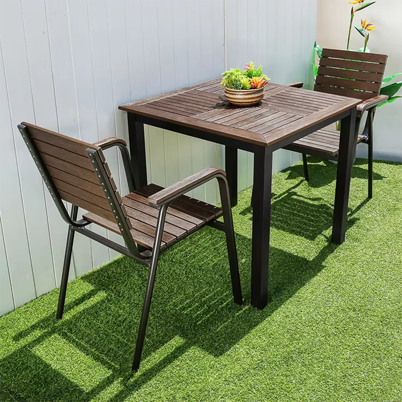 Outdoor Furniture Kitchener - 80cm Outdoor Table Wood Grain Square