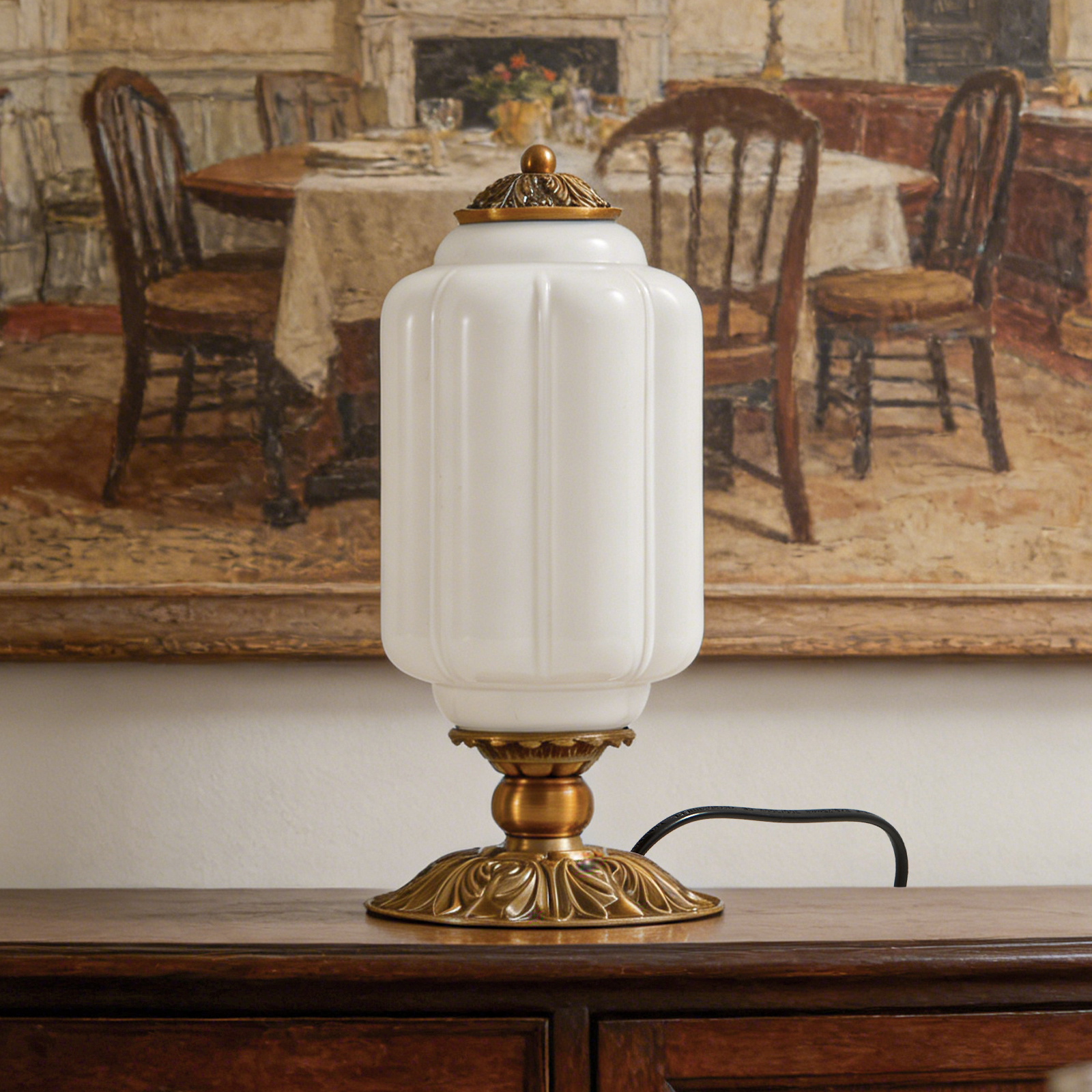 Outdoor Furniture Dining - Nordic Vintage Milk Glass Table Lamp
