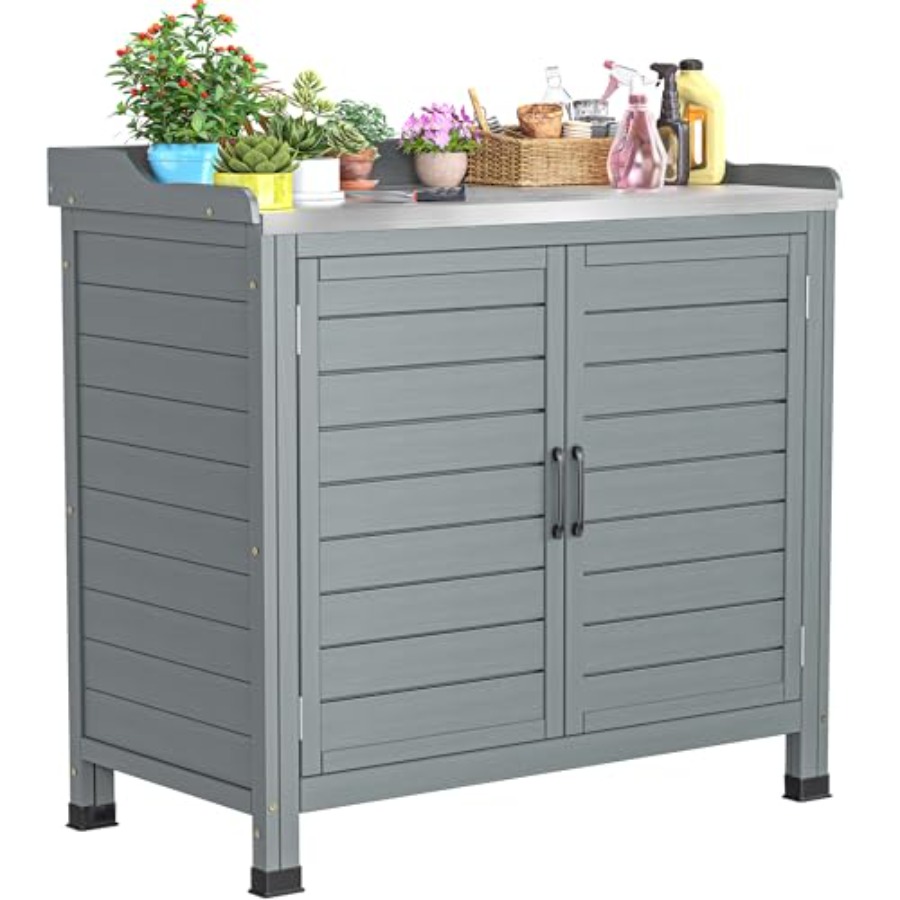Garden Bench Metal - Outdoor garden potting bench for patio,
