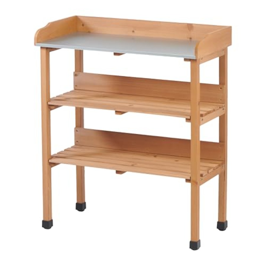Garden Bench Metal - Outdoor potting bench with metal tabletop
