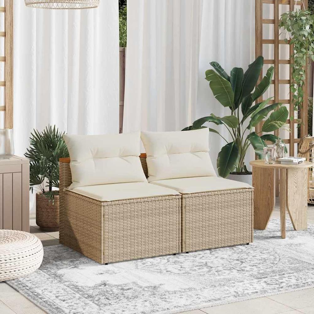 Outdoor Furniture Cushion - 2-Pack Beige Rattan Patio Sofa Set