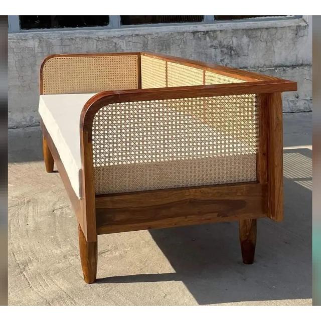 Garden Bench Metal - Modern Design Natural 3 Seater High