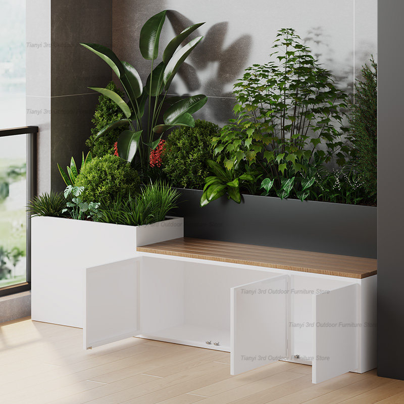 Garden Bench Metal - Nordic Creative Terrace Luminous Flower Box
