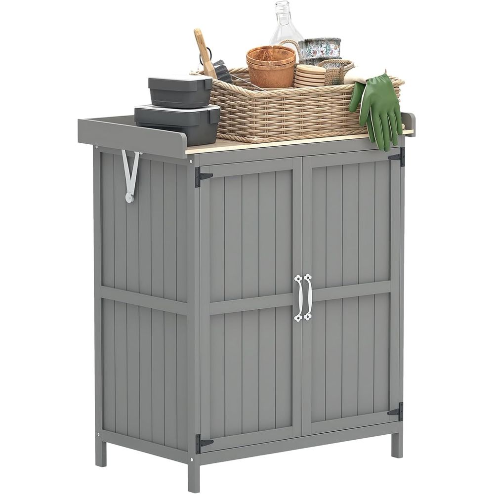Garden Bench Metal - Gray Outdoor Storage Cabinet with Metal