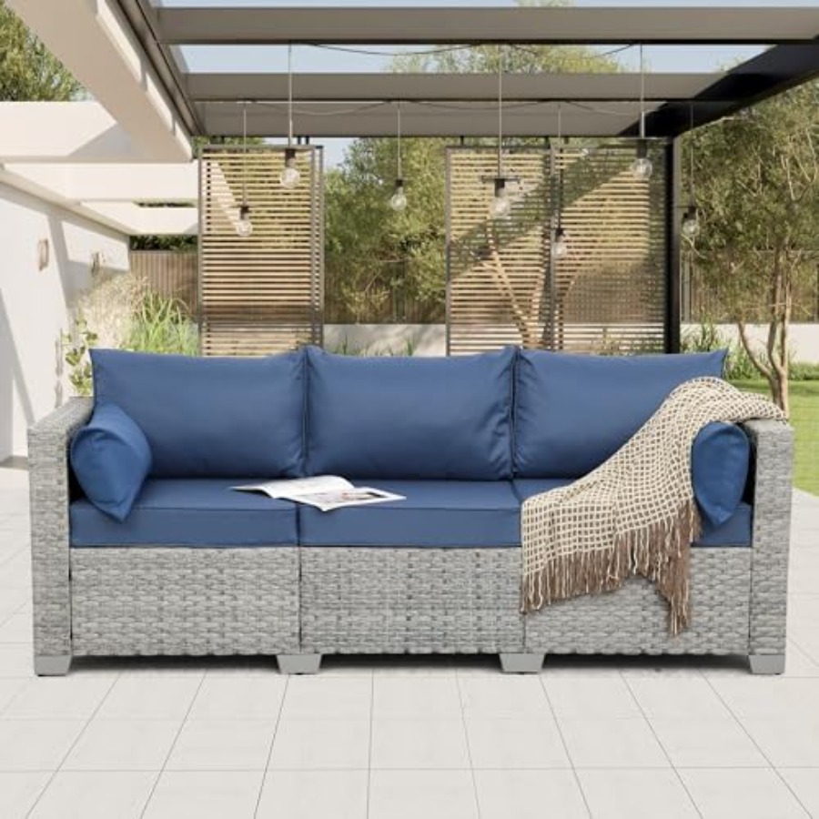 Outdoor Furniture Cushion - Outdoor Couch 3 Seater Wicker Patio