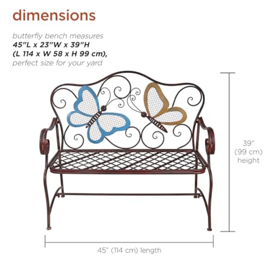 Outdoor 2-Person Butterfly Gar – Garden Bench Metal recenzja i cena
