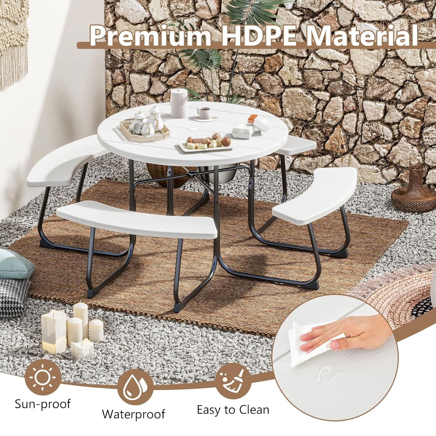 HDPE Picnic Table Bench Set Ou – Garden Bench Metal recenzja i cena