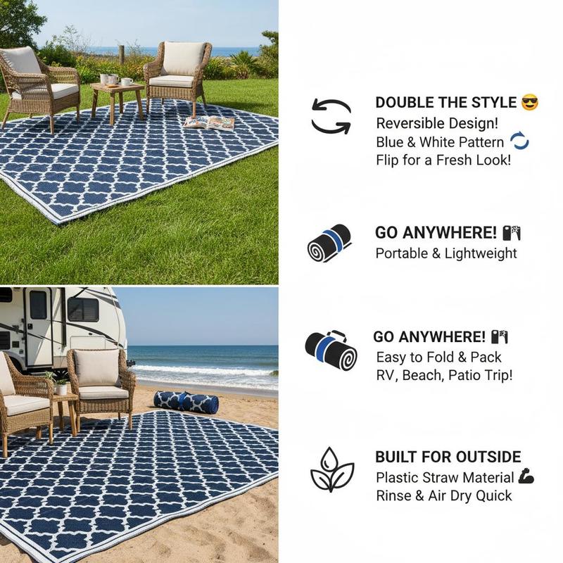 Reversible Outdoor Rug, 9' x 1 – Outdoor Rug Waterproof recenzja i cena
