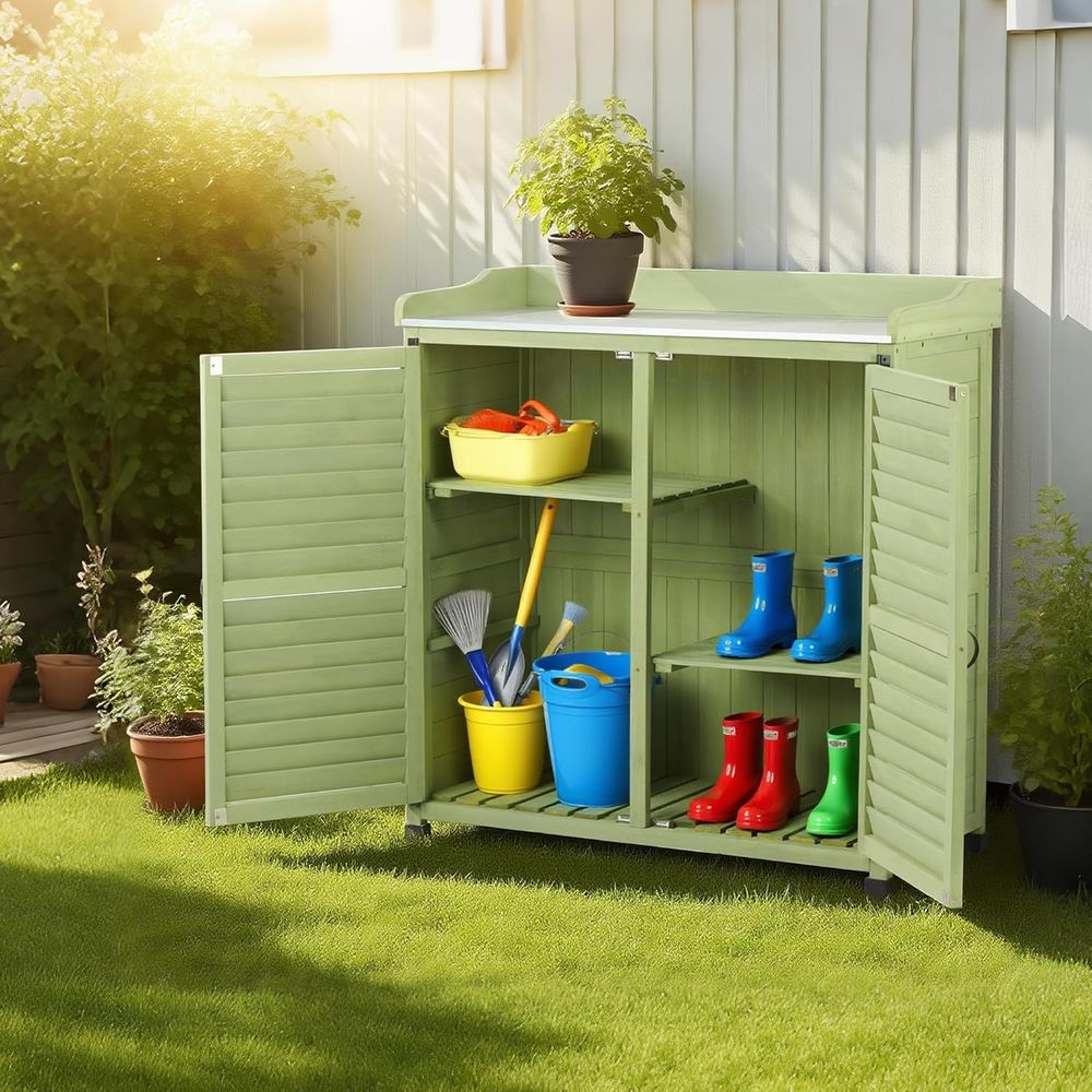 Outdoor Potting Bench with Met – Garden Bench Metal recenzja i cena