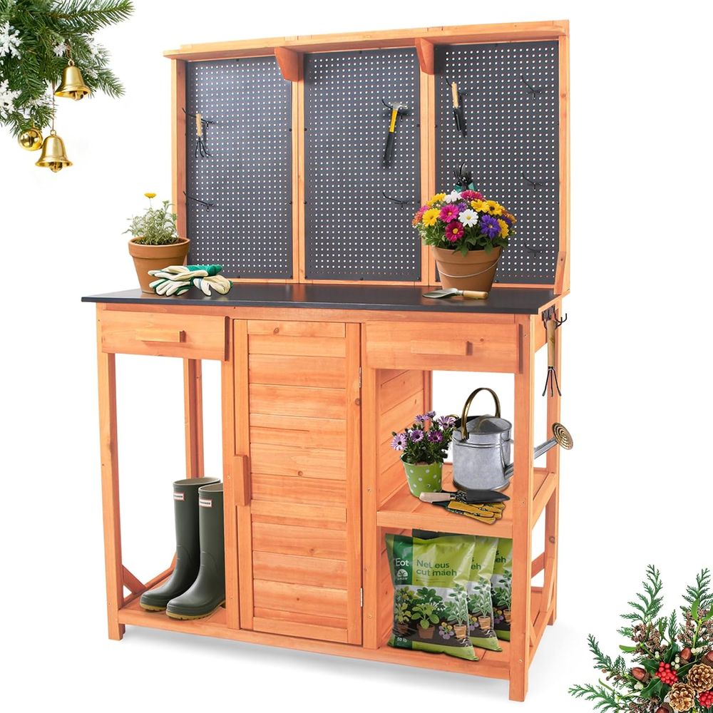Wooden Garden Potting Bench wi – Garden Bench Metal recenzja i cena