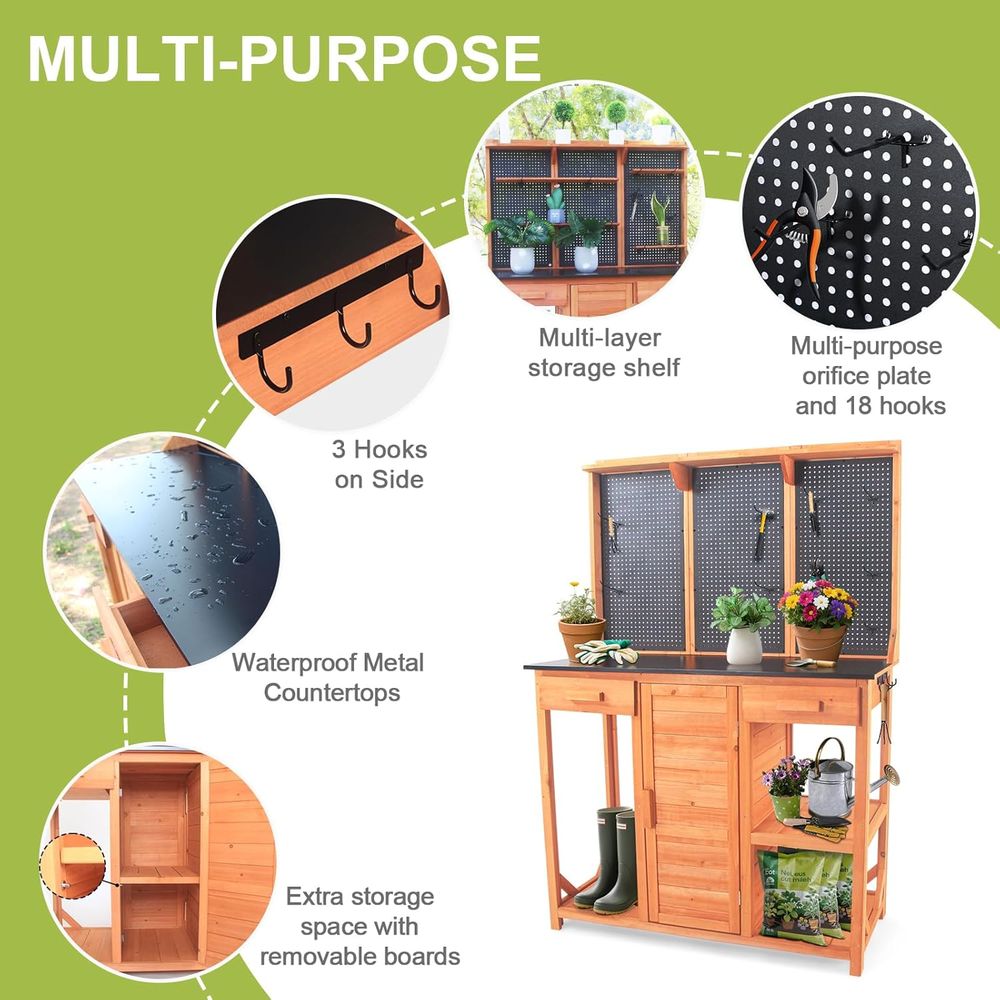 Wooden Garden Potting Bench wi – Garden Bench Metal recenzja i cena