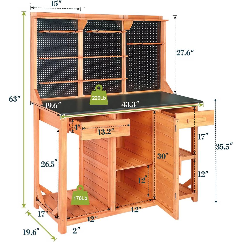 Wooden Garden Potting Bench wi – Garden Bench Metal recenzja i cena