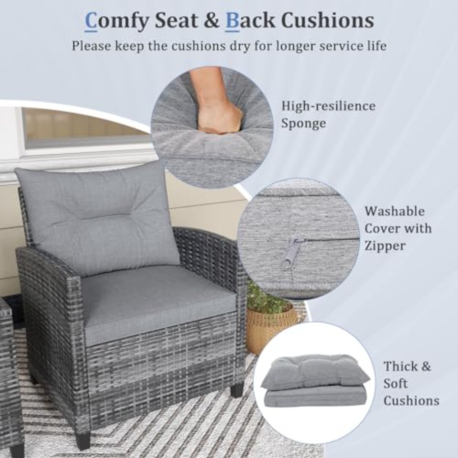 KOTEK 3 Piece Patio Furniture  – Outdoor Furniture Cushion recenzja i cena