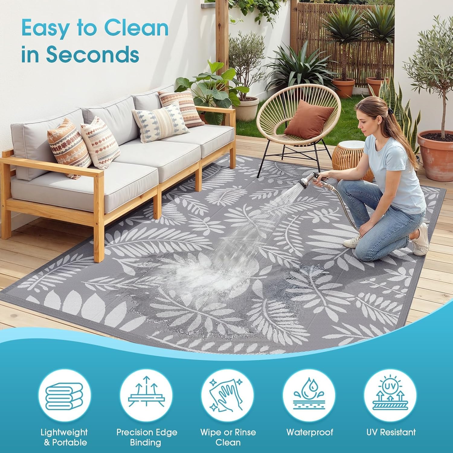 5x8 ft Outdoor Waterproof Reve – Outdoor Rug Waterproof recenzja i cena