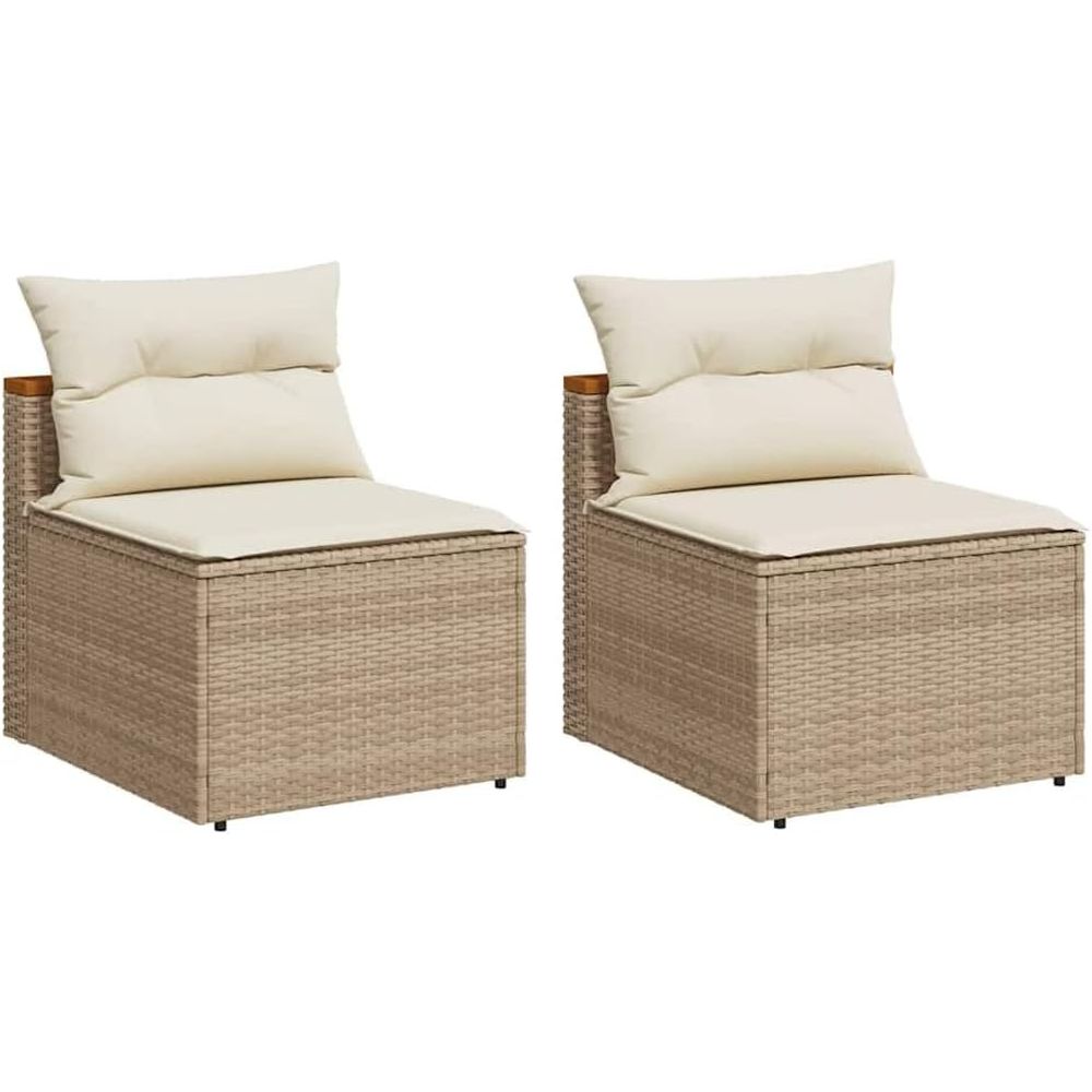 2-Pack Beige Rattan Patio Sofa – Outdoor Furniture Cushion recenzja i cena