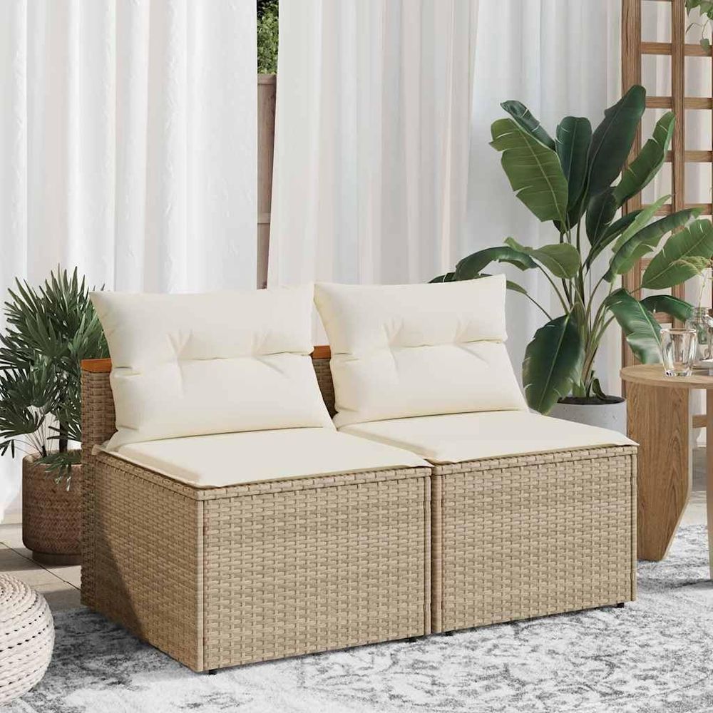 2-Pack Beige Rattan Patio Sofa – Outdoor Furniture Cushion recenzja i cena