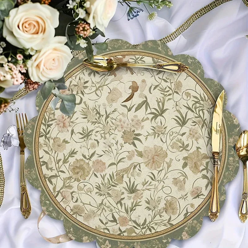 VIKAMA 4pcs Vintage Floral Pla – Outdoor Furniture Dining recenzja i cena