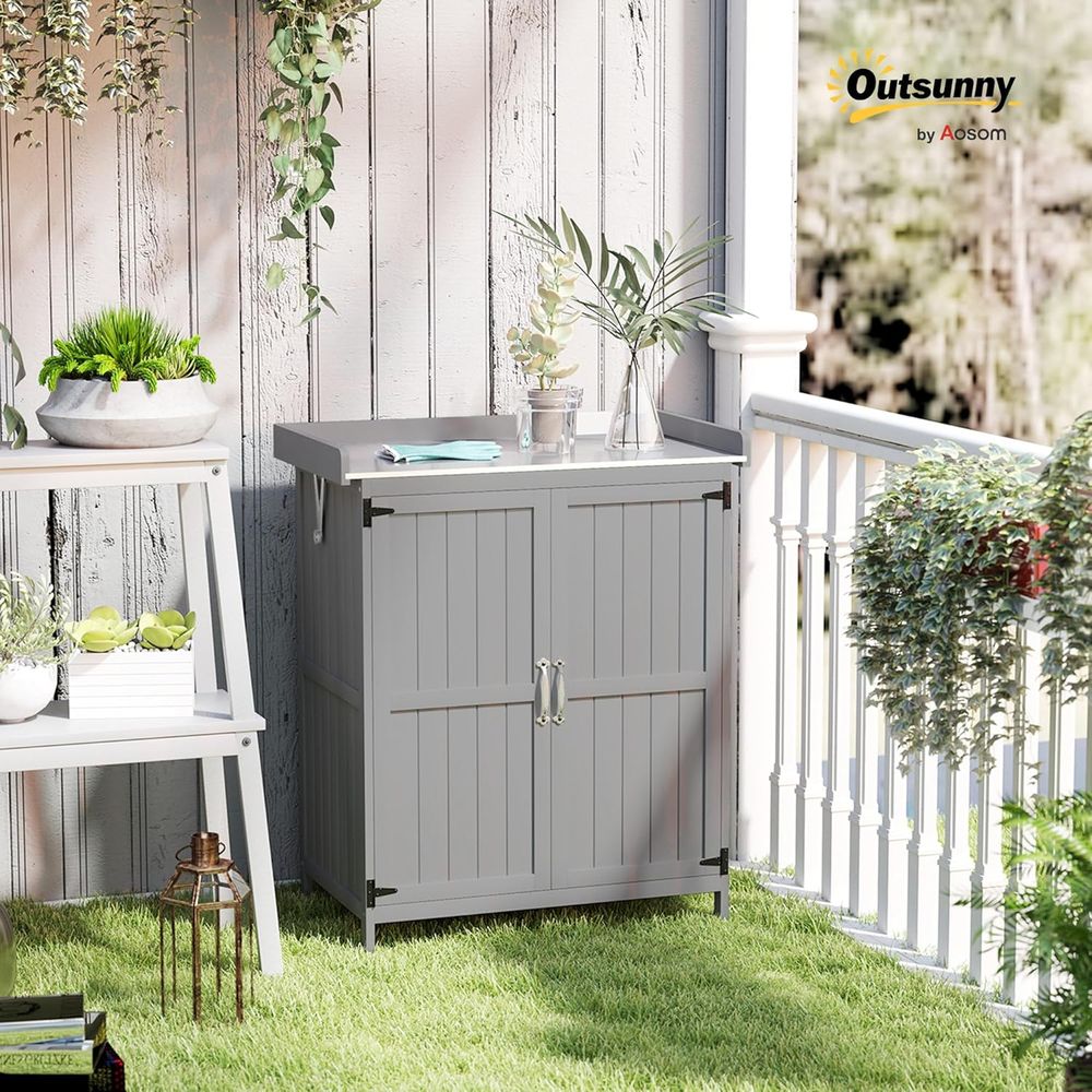 Gray Outdoor Storage Cabinet w – Garden Bench Metal recenzja i cena