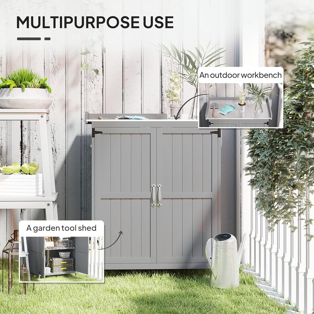 Gray Outdoor Storage Cabinet w – Garden Bench Metal recenzja i cena