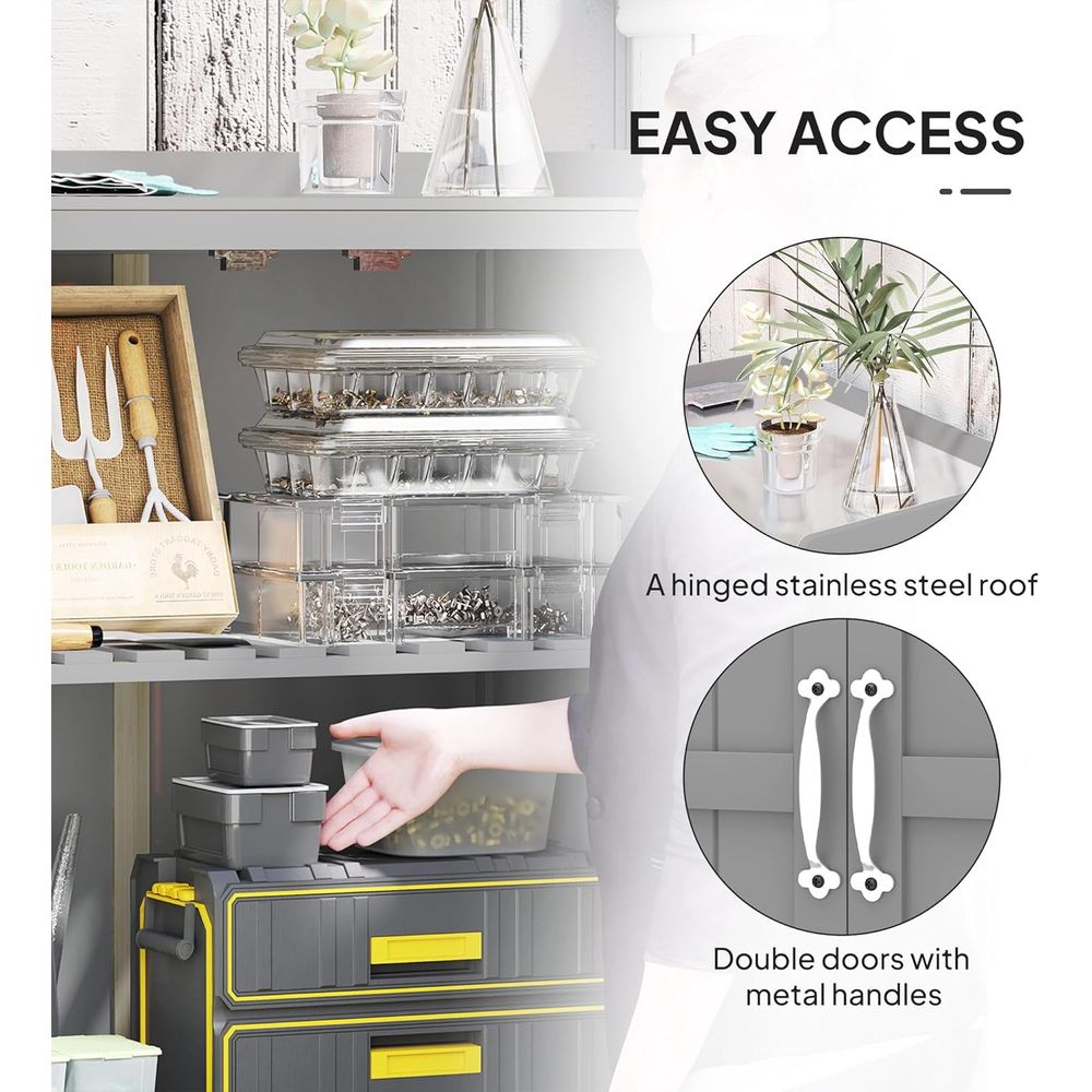Gray Outdoor Storage Cabinet w – Garden Bench Metal recenzja i cena