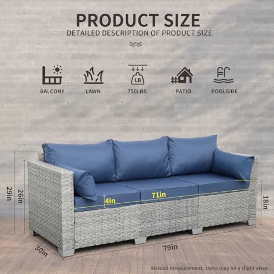 Outdoor Couch 3 Seater Wicker  – Outdoor Furniture Cushion recenzja i cena