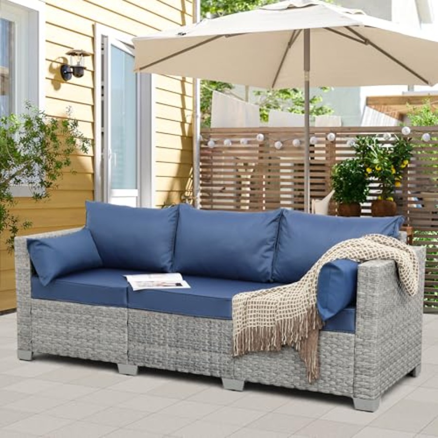 Outdoor Couch 3 Seater Wicker  – Outdoor Furniture Cushion recenzja i cena
